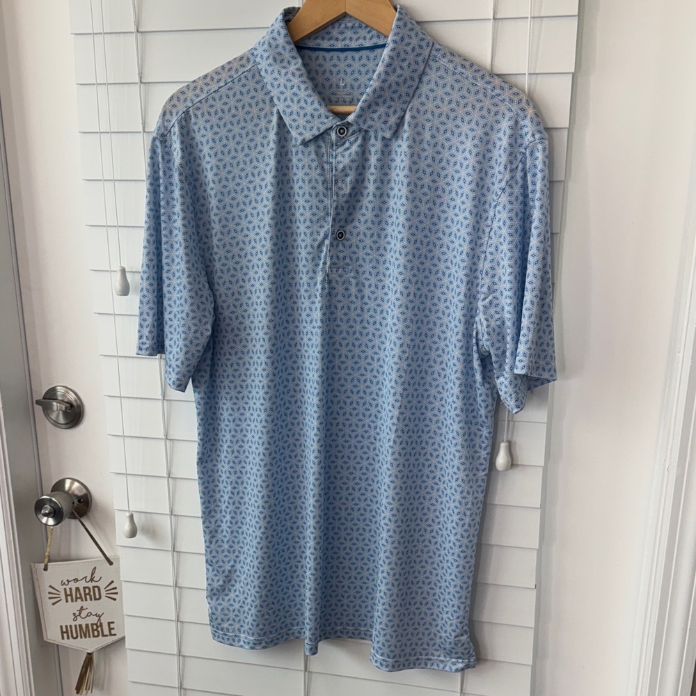 T.J.Maxx Light Blue Geometric Polo Shirt